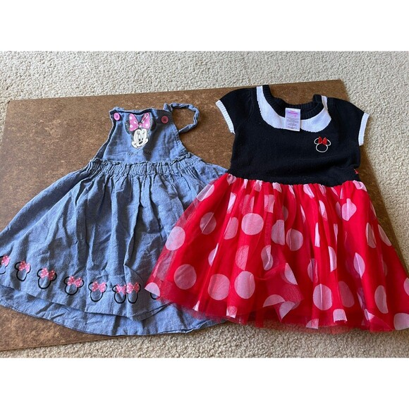 Disney Baby Denim And Red Minnie Dresses Size 3-4t - Picture 1 of 6